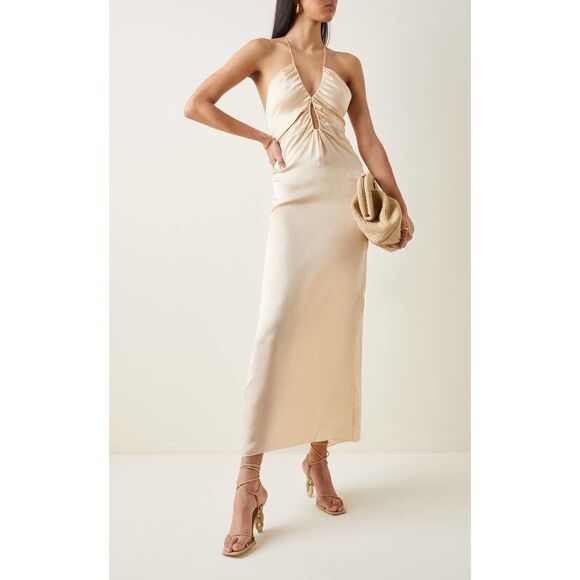 johanna ortiz solo voyaging silk ankle dress US8 ECRU - Picture 5 of 12